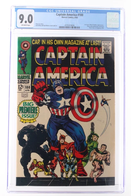 Captain America #100 - Marvel 1968 CGC 9.0 1st issue. Black Panther Appearance.