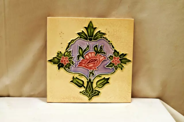 Antique Tiles Art Nouveau Ceramic Majolica Saji Japan Architectural Decorativ"A1