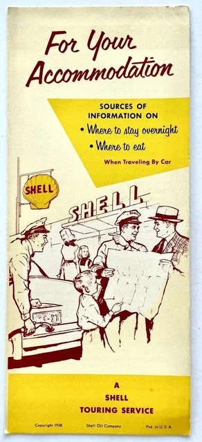 1958 Shell Gas Oil Touring Service Travel Information Vintage Brochure Hotels