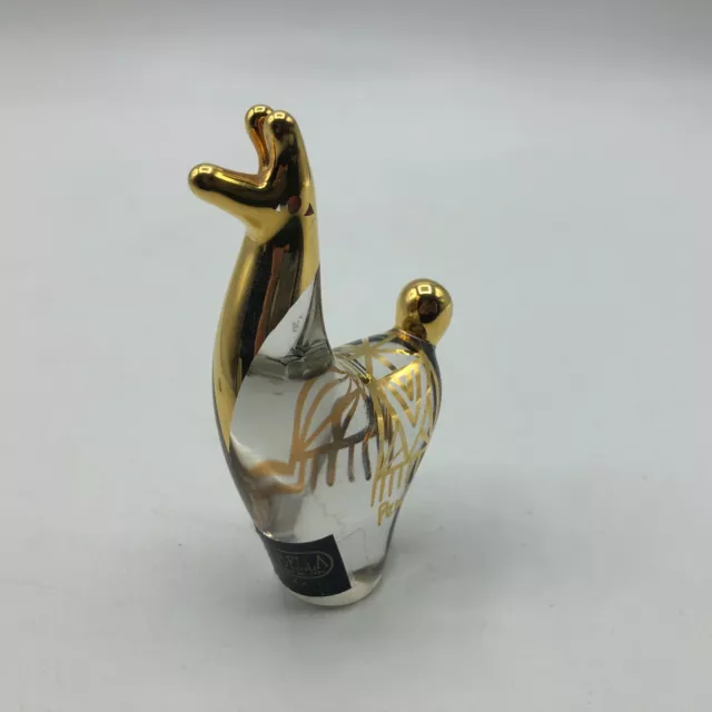 Vintage MCM Copabella Llama Art Glass Paperweight 14K Gold Overlay Figurine R3