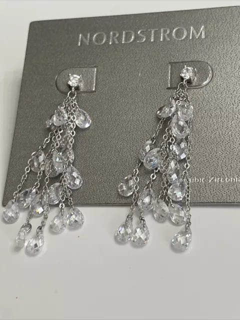 Nordstrom Cubic Zirconia Earrings Dangle Chandeliers Pierced NWT Beautiful