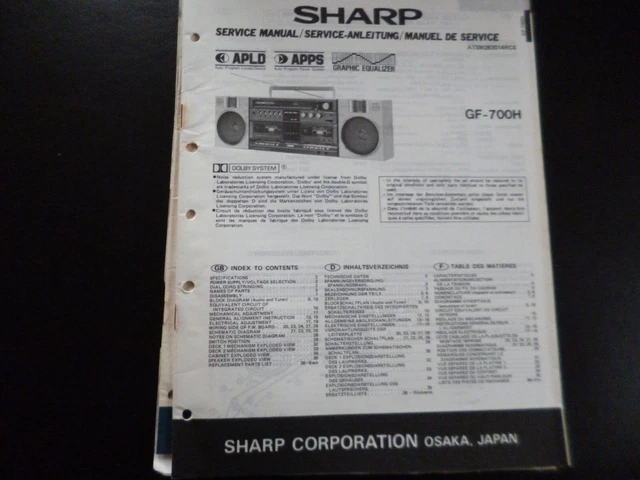 ORIGINAL SERVICE MANUAL Schaltplan Sharp GF-8181H EUR 12,50 - PicClick DE