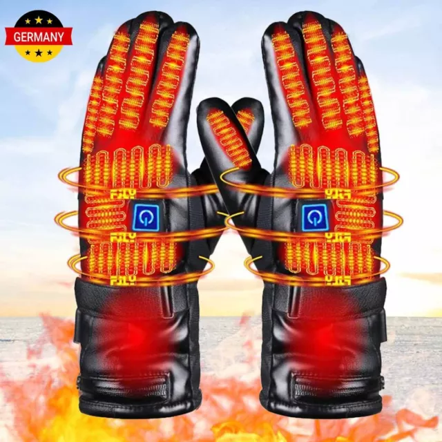 USB Akku Winter Warm Beheizte Handschuhe Motorrad Elektrische Heizhandschuhe DE