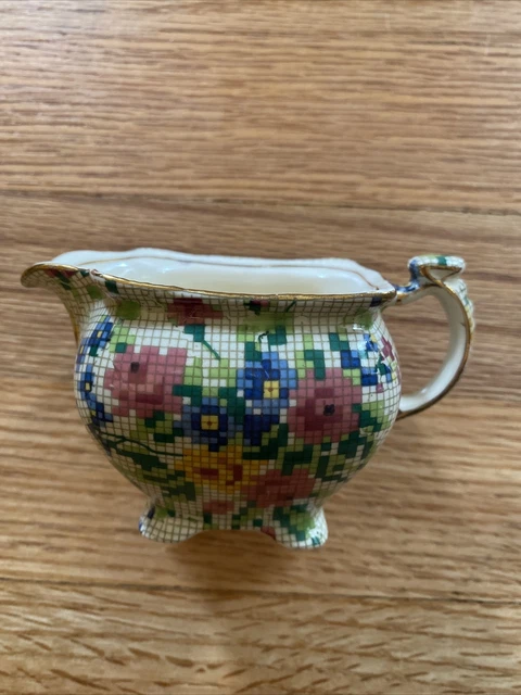Vintage Grimwades Royal Winton Queen Anne Mini Creamer Pitcher Cross Stitch
