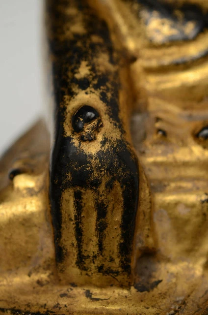 19th Century, Mandalay, Antique Burmese Wooden Seated Lotus Buddha 3