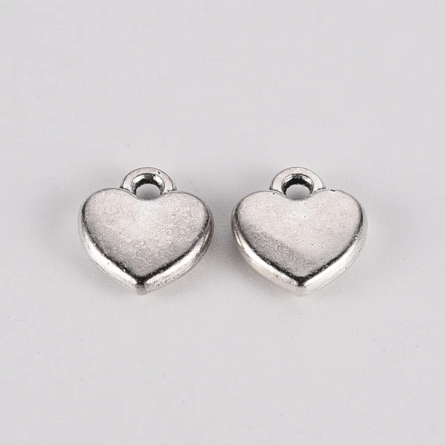 10 Stück Anhänger Herz Charms Silber Antiksilber Legierung Schmuck - Wählbar