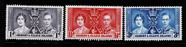 GILBERT & ELLICE ISLANDS- 1937 KING GEORGE VI CORONATION - Sc#37/39 - MNG - KG 7