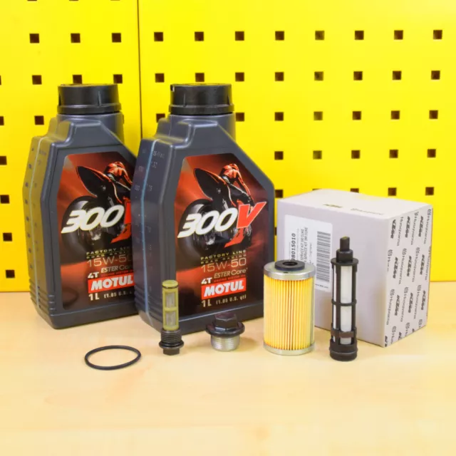 KTM Duke RC 390  Service Set Original Ölfilter Ölsiebe Öl Motul 300V 15W50