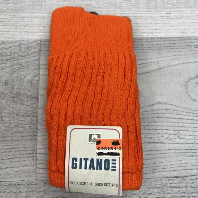 Vintage 1990's Gitano Womens Slouch Scrunch Socks Orange New Sock Size 9-11 NOS
