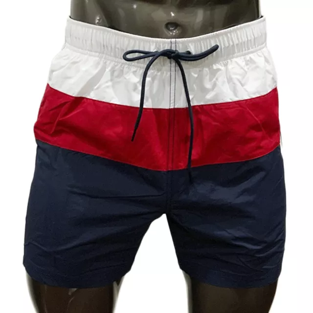 Nwt Nautica Msrp $59.99 Color Block Beach Surf Men's Navy Red Board Shorts S M L