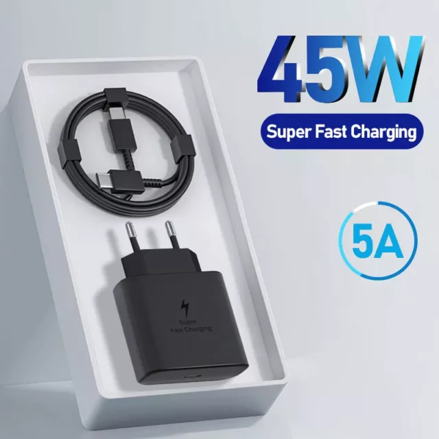 45W Adaptador Cargador Gran Rápido USB - C + Cable de Carga para Samsung Galaxy