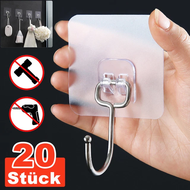4er Set Edelstahl Klebehaken – Extra Stark, Wasserdicht & Bohrfrei Für Bad, Küche & Wohnung