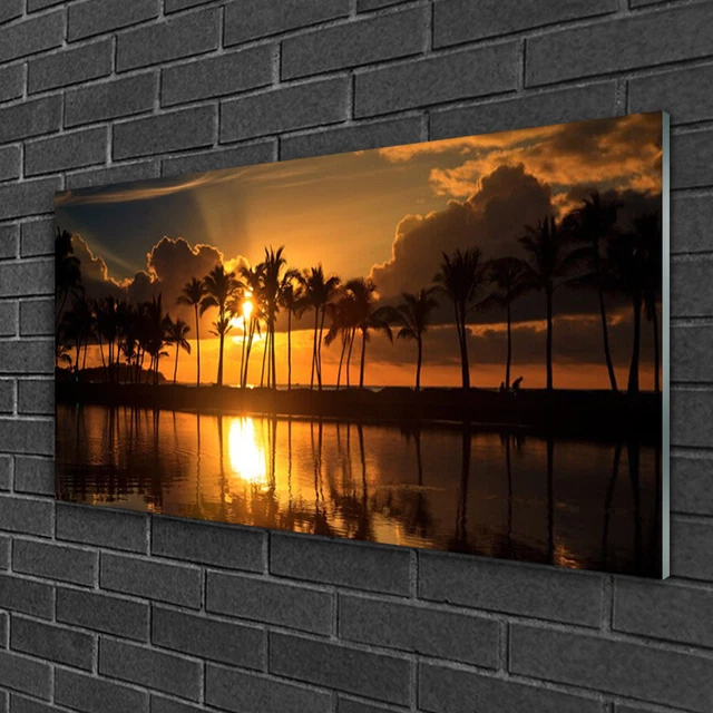 Tableau sur verre plage coucher de soleil | Décoration murale éclatante