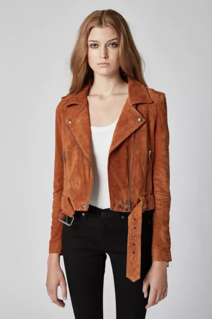 NEW BLANKNYC Denim Morning Suede Moto Jacket - El Dorado - Small