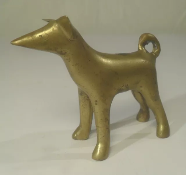 alte HUNDE FIGUR aus Bronze / Messing Design Metall Briefbeschwerer Skulptur