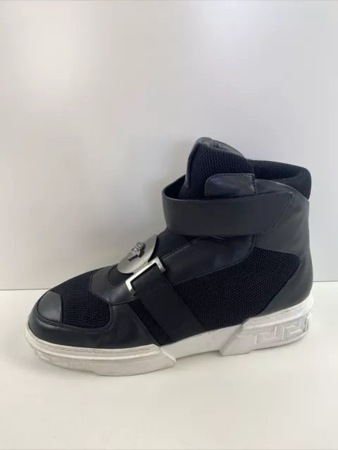 Versace Medusa Plaque Black Leather/Mesh Strap High Top Sneakers Men’s Size 41 2