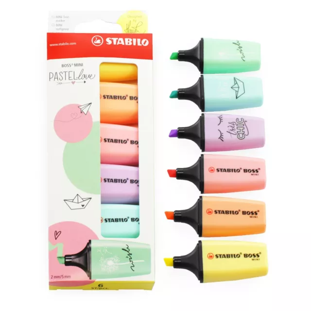 STABILO Mini Pastel Amor Boss Resaltador - 2/5mm Cincel Puntas - Pack De 6