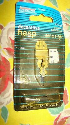 Old vintage unused SOLID BRASS HASP ONLY   5/8" BY 1 7/8"