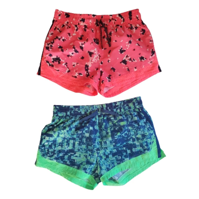 Girls' UNDER ARMOUR Running Shorts SZ 10/12 M Medium Track Pink Blue Green Vent