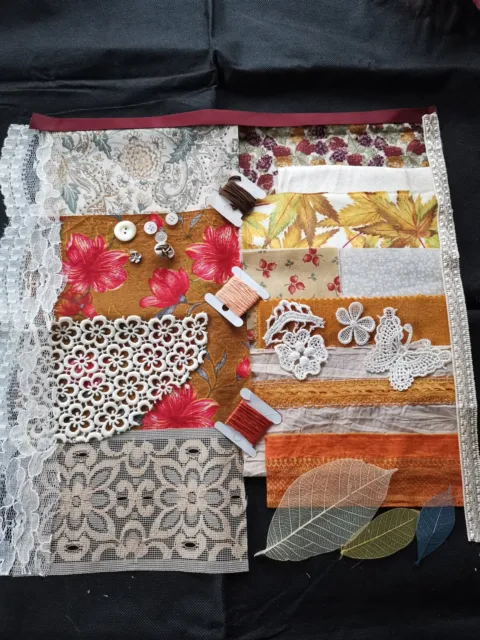 Hedgerow Kit B Slow Stitch Kit / Journal Sew Mixed Fabric Scrap Bag
