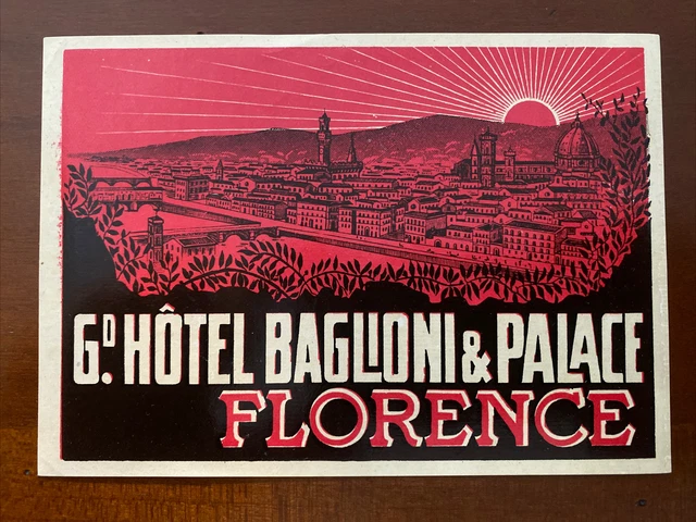 etichetta Grand hotel albergo valigia luggage label Italia BAGLIONI & PALACE FI