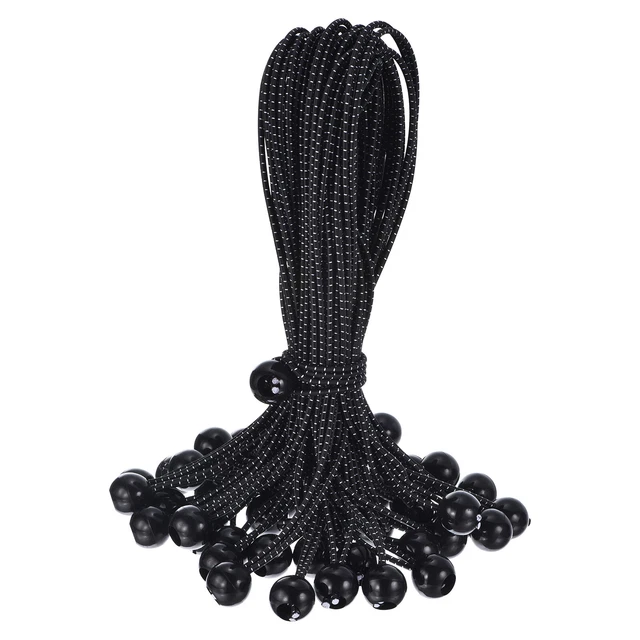 15" Planen-Ball-Bungee-Seil, 50Pcs Bungee-Seile mit Bällen Schwarz