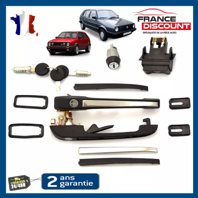 Poignee de porte Compatible Volkswagen Golf 2 Jetta Polo avec serrure et cles