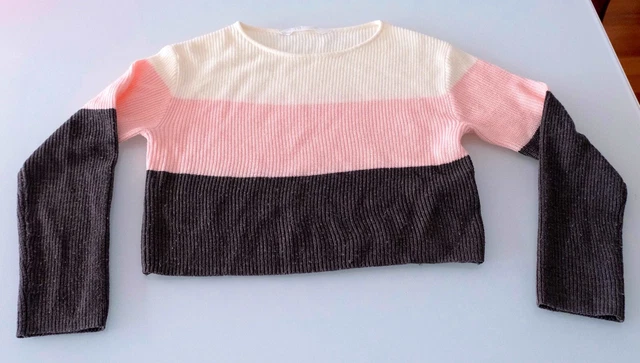 Maglione H&M bambina crema, rosa e grigio - taglia 8-10 anni - ECCELLENTE