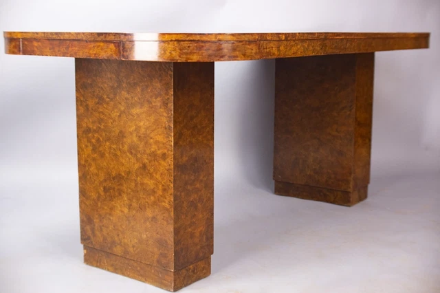 English Art Deco burr maple dining table 1930s modernist