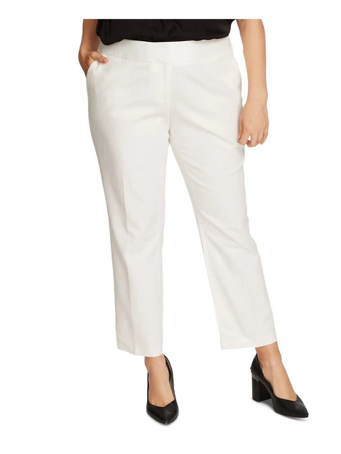 VINCE CAMUTO Womens Ivory Pocketed Straight leg Formal Pants Plus Size: 14W