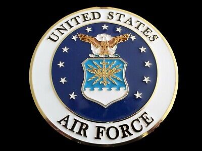 U.s Air Force Metal Medallion Enamel Shadow Box Presentation Emblem Plaque 4 X 4