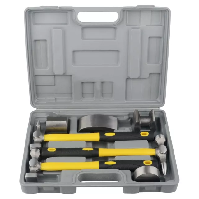 7Pc Car Auto Body Panel Repair Tool With Fibre Body Beating Hammer Set Kit