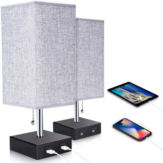 ENCOFT 2 Lampade da comodino con due prese USB moderna lampada da tavolo