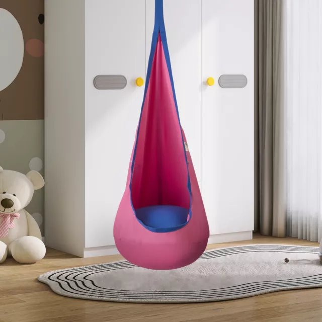 VEVOR Nido para Niños Hamaca Columpio Asiento Colgante Luces LED 54 kg, Rosa