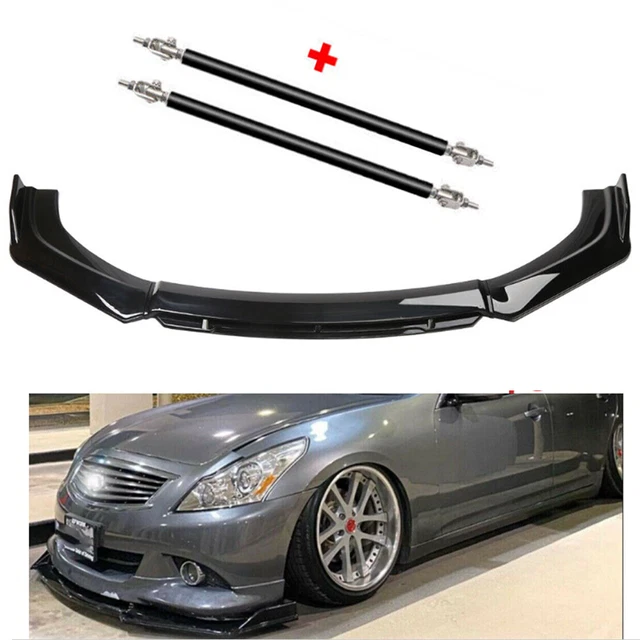 For Infiniti G35 Front Bumper Lip Spoiler Splitter BodGlossy Black Strut R