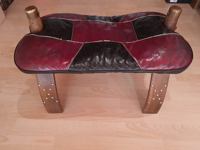 Deko Vintage Kamel-hocker Kaminhocker Sitzkissen  Leder Hocker Möbel