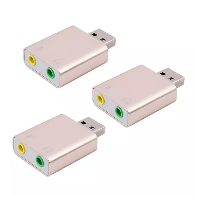 3X USB Tarjeta de Sonido 7.1 Externo USB A Jack 3.5mm Auriculares Adaptador6639