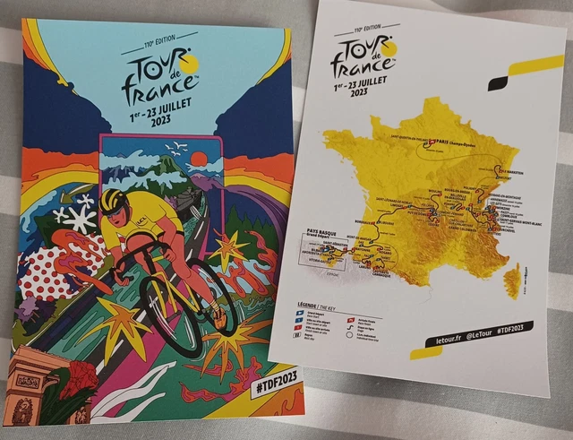Lot De 2 Cartes Postales Officielles – Tour De France 2023 – Cyclisme