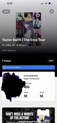 TAYLOR SWIFT ERAS Tour: Arlington, TX ticket It’s A Love Story Vip