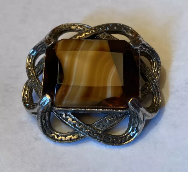 Vintage Amber Scarf Brooch from Scotland