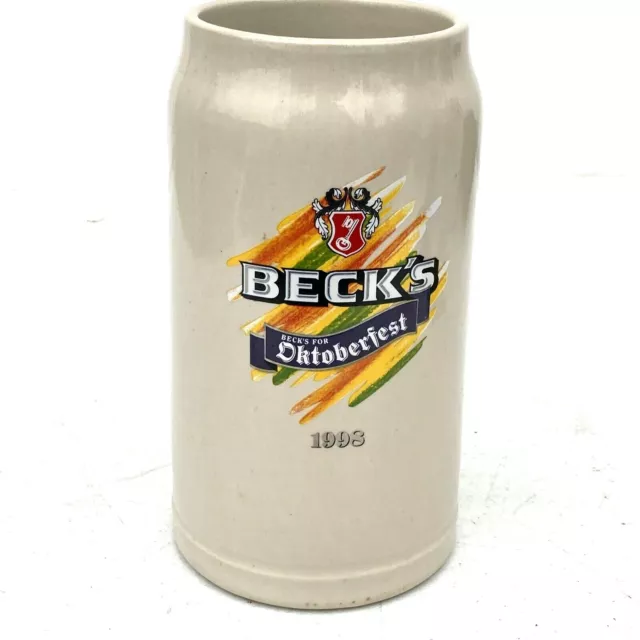 Beck's 1998 Oktoberfest Ceramic Stoneware Beer Stein Mug 1 L- EUC