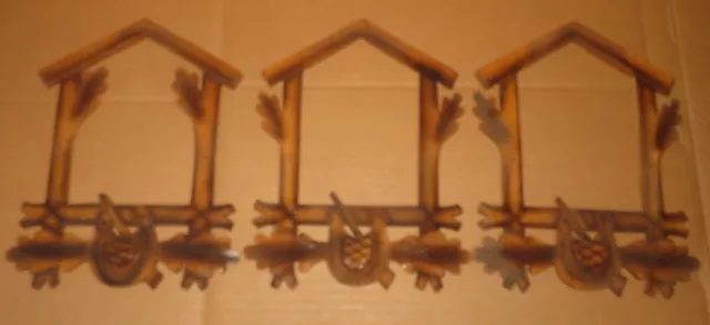Lot of 3 Vintage Hunters Cuckoo Clock Parts Decor Frame front for parts project