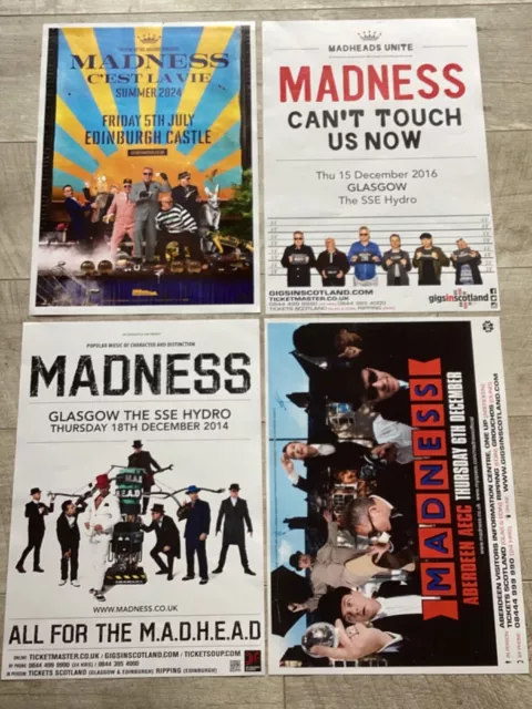 Madness concert posters  Collecton x4 Scottish tour Glasgow show gig memorabilia