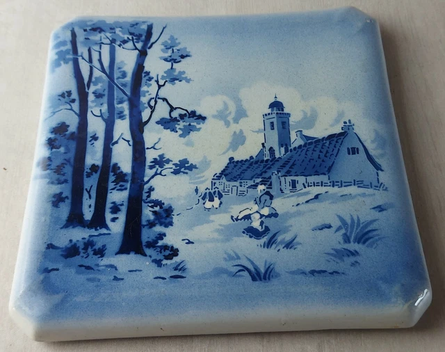 Ancien dessous de plat céramique Sarreguemines décor sujet Boucher