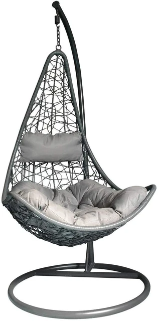 Poltrona Sospesa In Rattan Con Cuscino - Per Giardino, Terrazzo O Casa | Design Intrecciato E Relax Assicurato - Foto 4