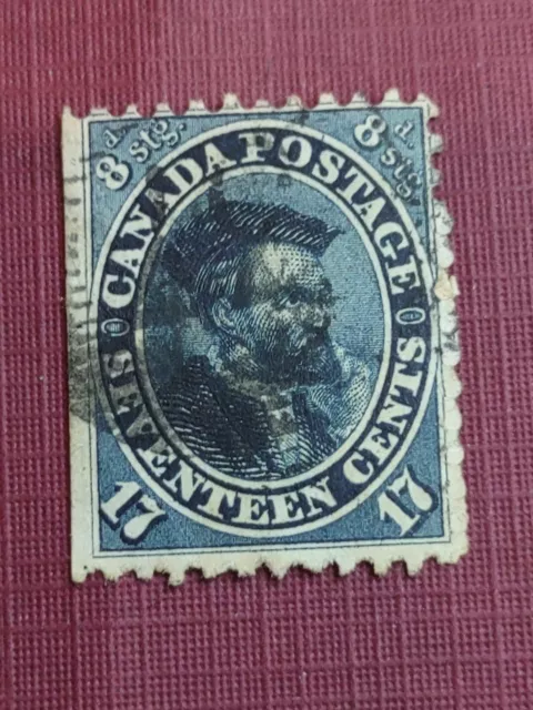 Canada#19 Jacques Cartier 17 C Blue 1859used(0404_6)