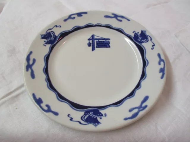 Vintage O.P. Co Syracuse Viking blue white China Salad Plate The Shirley Tavern