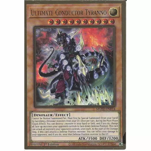 MGED-EN014 Ultimate Conductor Tyranno 1st Edition Premium Gold Rare YuGiOh Card