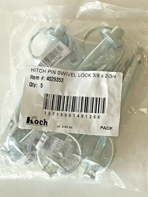 Hitch Pin Swivel Lock 3/8 x 2-3/4 ZC lot of 5