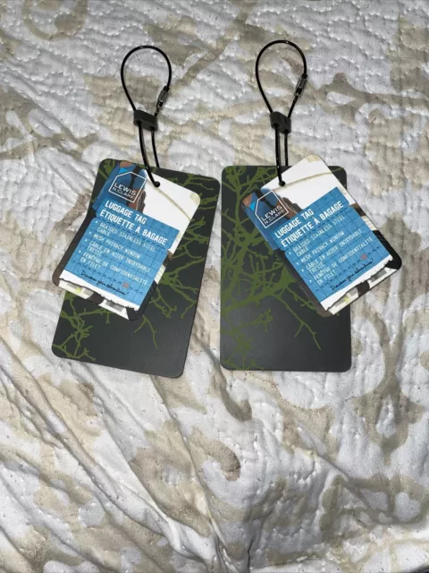 Qty 2 Lewis N Clark Luggage Tags Suitcase Carry-On ID Green Travel Backpack